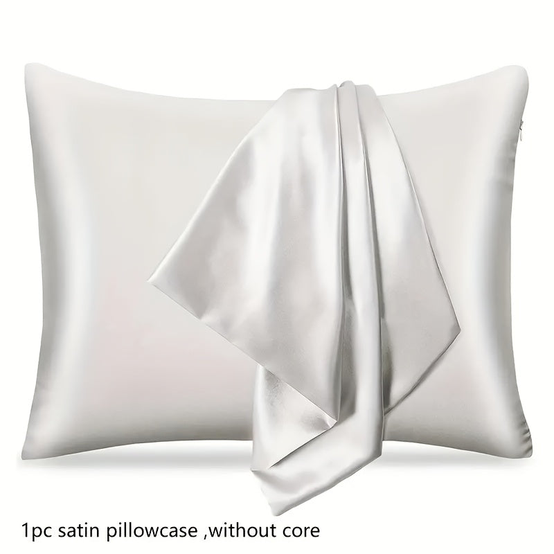 Silky Satin Pillowcase with Zipper Closure Breathable Stain-Resistant Durable