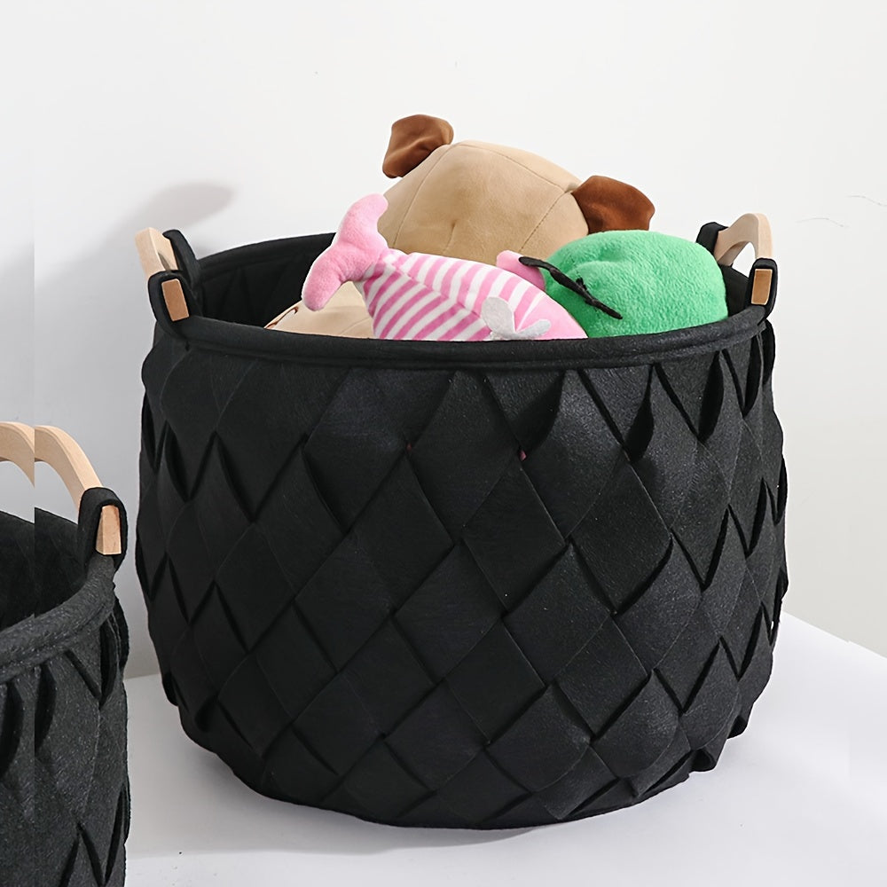 Multi-Functional Felt Storage Basket with Handles for Laundry Toys and Organization