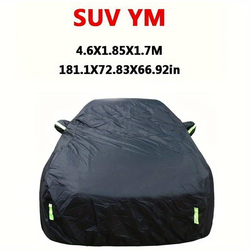 Universal avtomobil qopqog'i tashqi quyosh, qor, UV, suv o'tkazmaydigan, zipli, qora, S-XXL