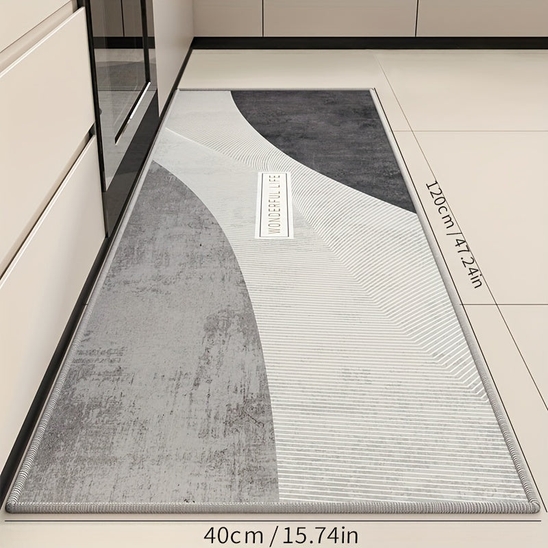 Alfombra de estilo nórdico para corredores antideslizante, resistente a manchas, duradera, con diseño abstracto y circular, para entrada, dormitorio, sala de estar y lavandería