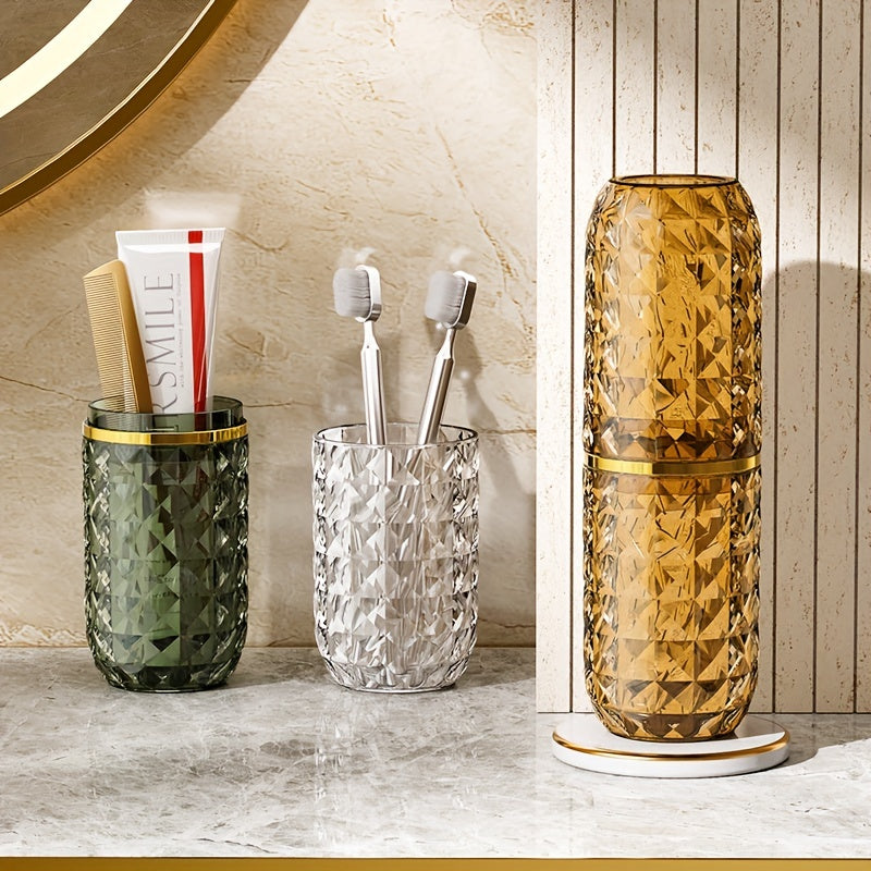 Bathroom Tumbler with Toothbrush Storage and Toothpaste Holder for Travel and Home Use
