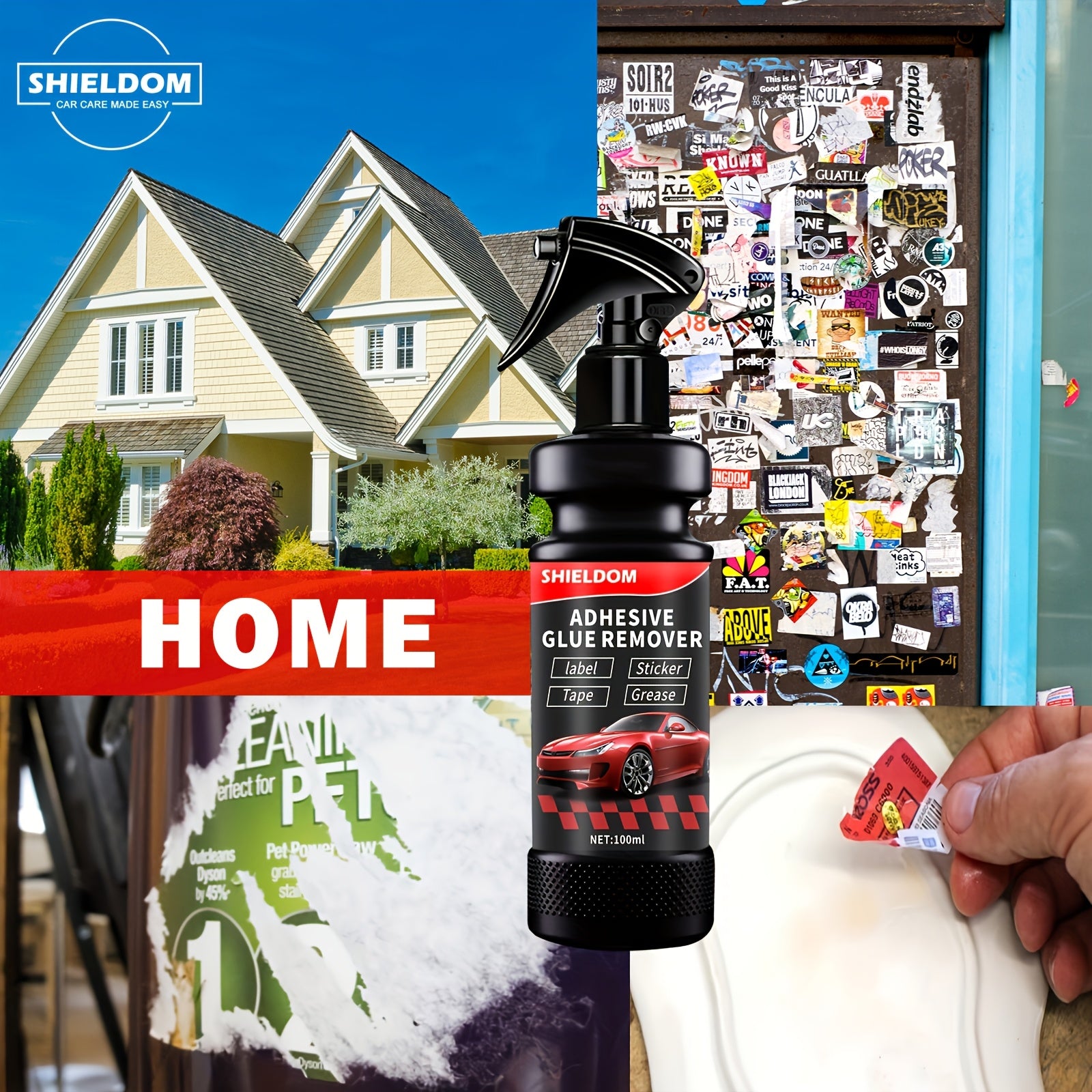 Spray removedor de pegamento para coche para residuos pegajosos y calcomanías | Eliminación fácil de manchas