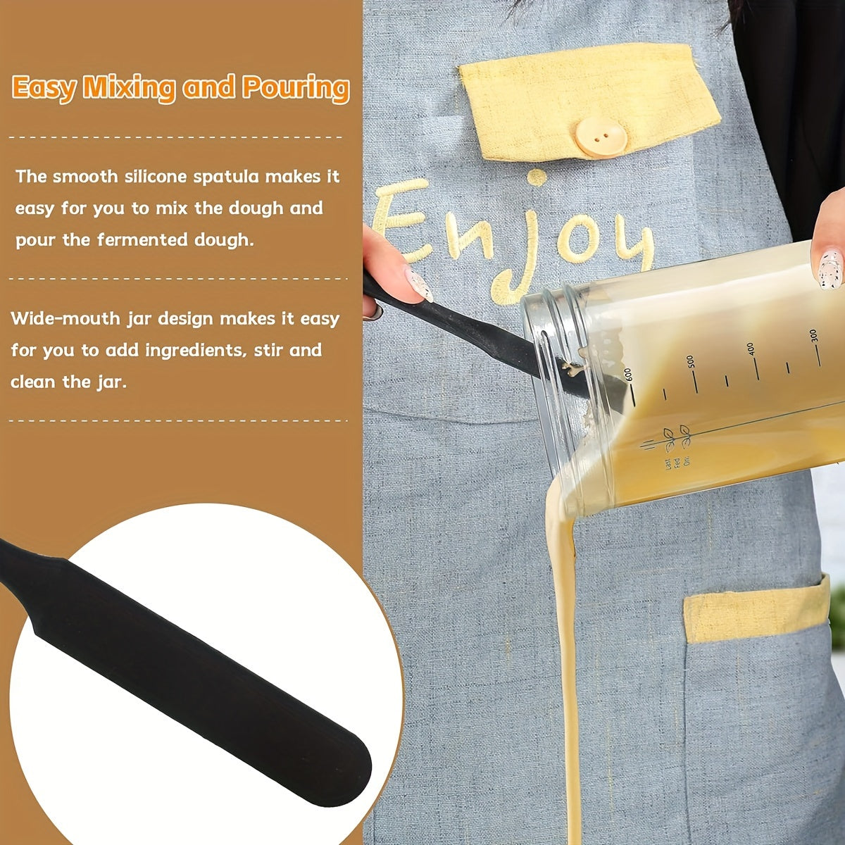 Sourdough Starter Kit with Glass Jar Thermometer Cloth Cover and Metal Lid