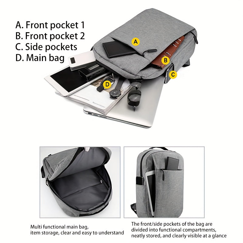 1 ta suv o'tkazmaydigan rucksack, dam olish sayohatlari, noutbuklar, biznes, piyoda sayohat va ochiq havoda sarguzashtlar uchun mos.