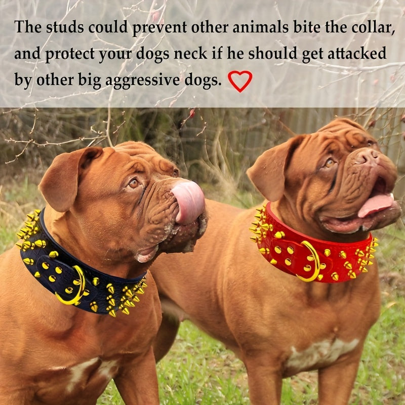 Кожаный ошейник для собак с золотыми шипами для собак среднего и крупного размера