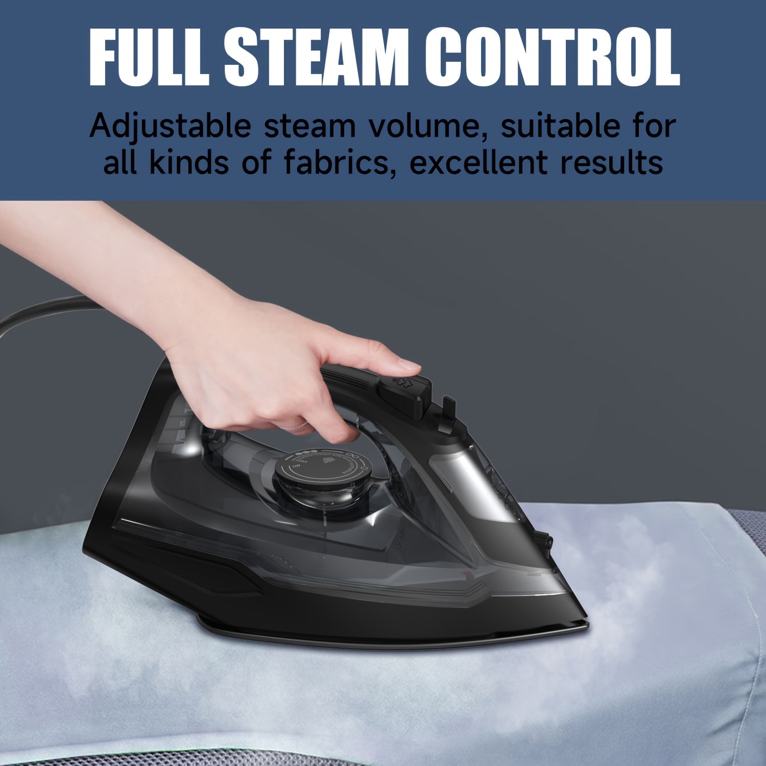 Kiyimlar uchun elektr bug'li temir 1600W O'z-o'zini tozalash, yopishmaydigan taglik