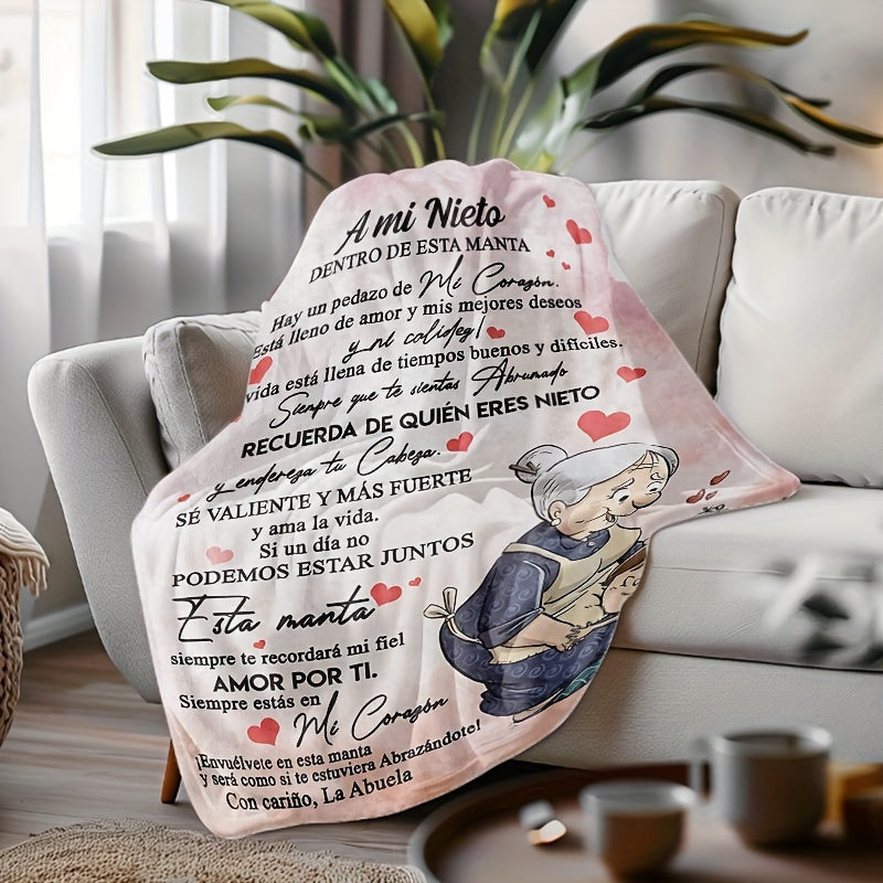Spanish Message Plush Blanket for Son All-Season Hypoallergenic Flannel Throw Warm Gift