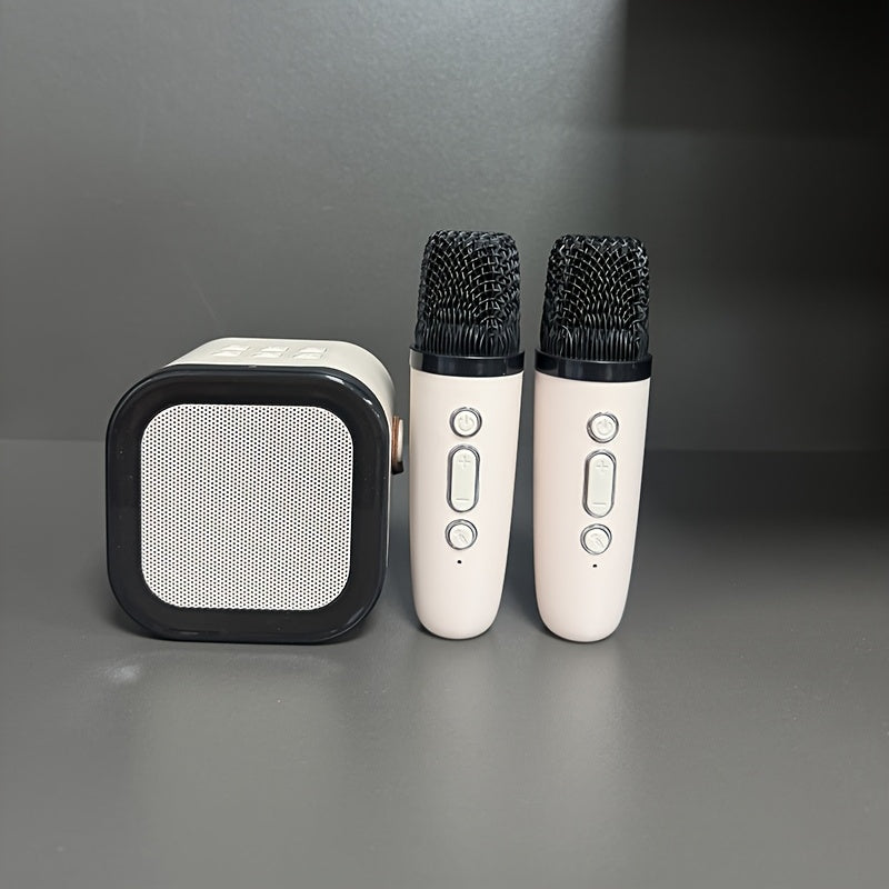 Portable Karaoke Machine with Wireless Microphone LED Lights Voice Change Support TF Card for Family Parties and Adults