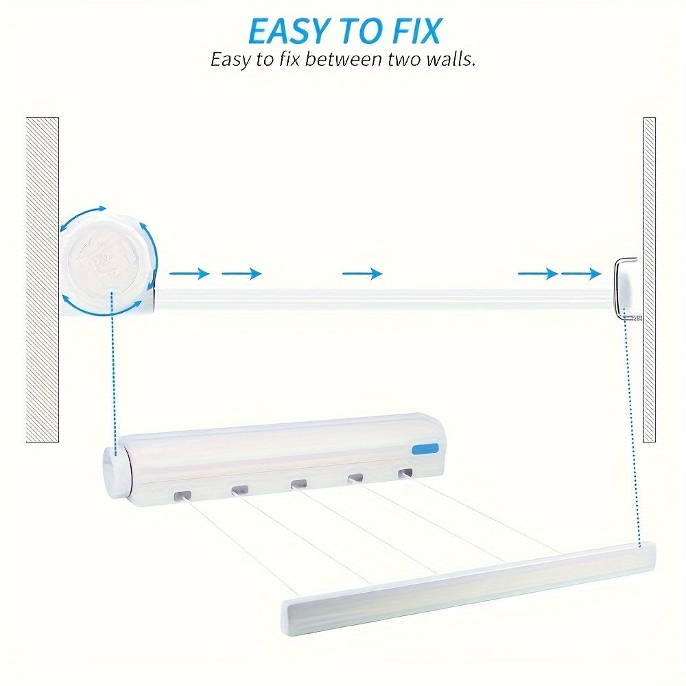 Retractable Clothesline 3.75M Indoor Laundry Line for Clothes Towels and Pants