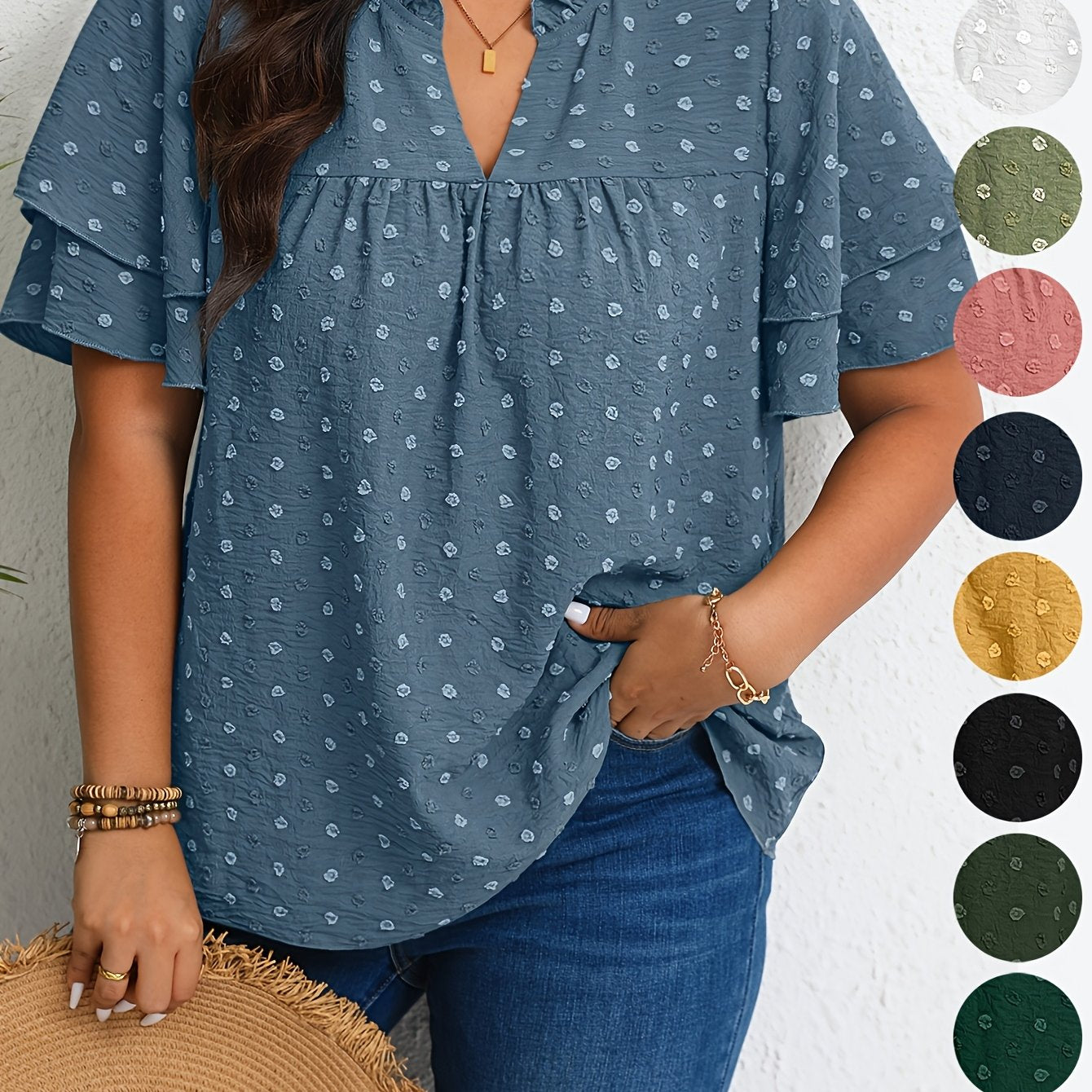 Plus Size Women's Casual Shirt Forest Green Size 1X