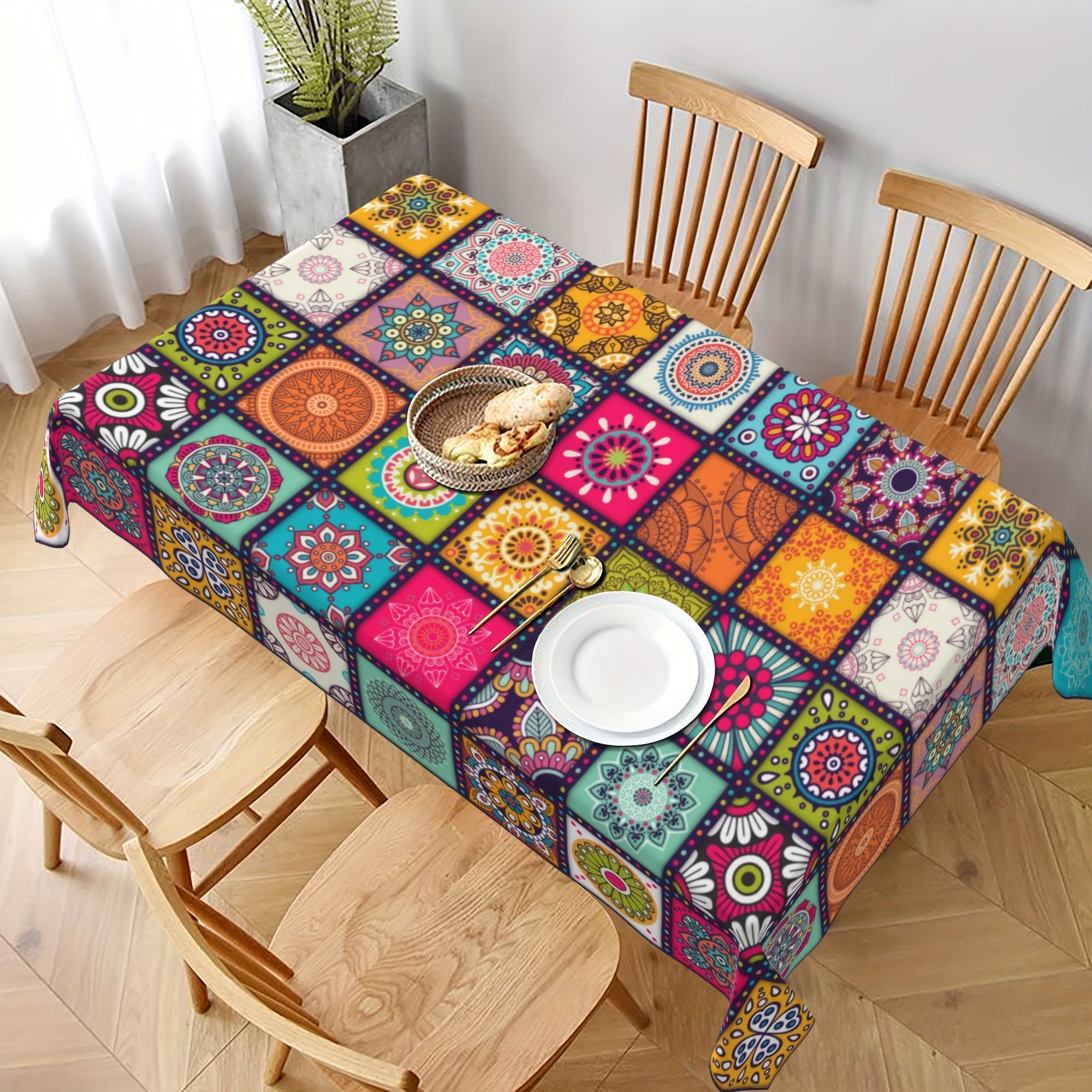 Bohemian Polyester Mandala Tablecloth for Festivals and Home Decor