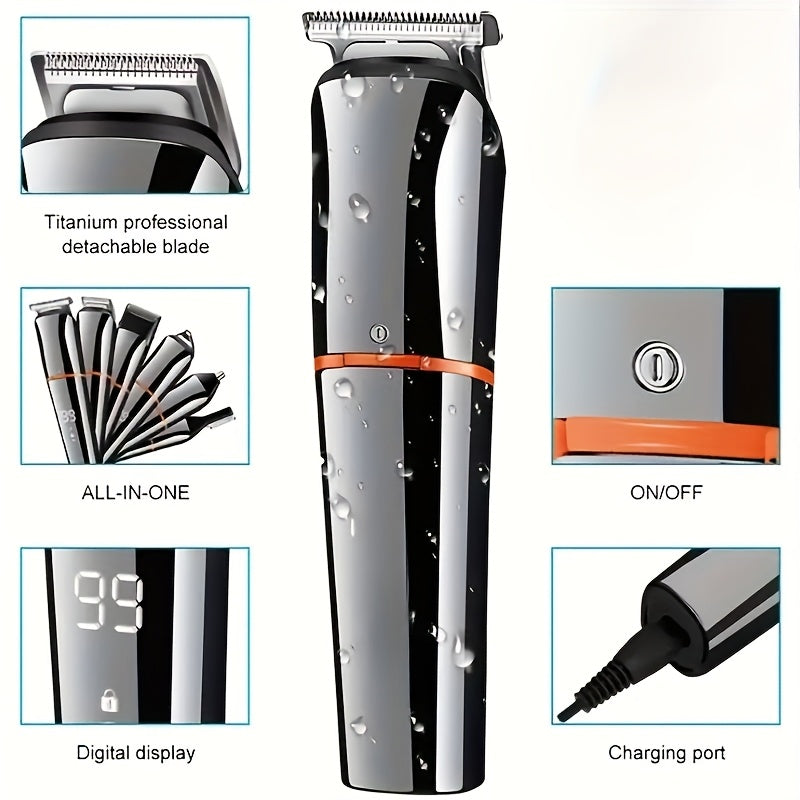 Электрический набор для стрижки волос с ЖК-дисплеем, USB-зарядкой, корпусом из ABS, съемной лезвием, литиевой батареей, профессионального качества для мужчин