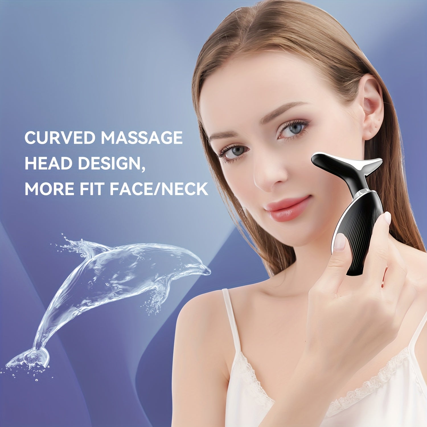 Light Beige Facial Massage Device with Vibrating Heat Rechargeable USB Home Spa Gift