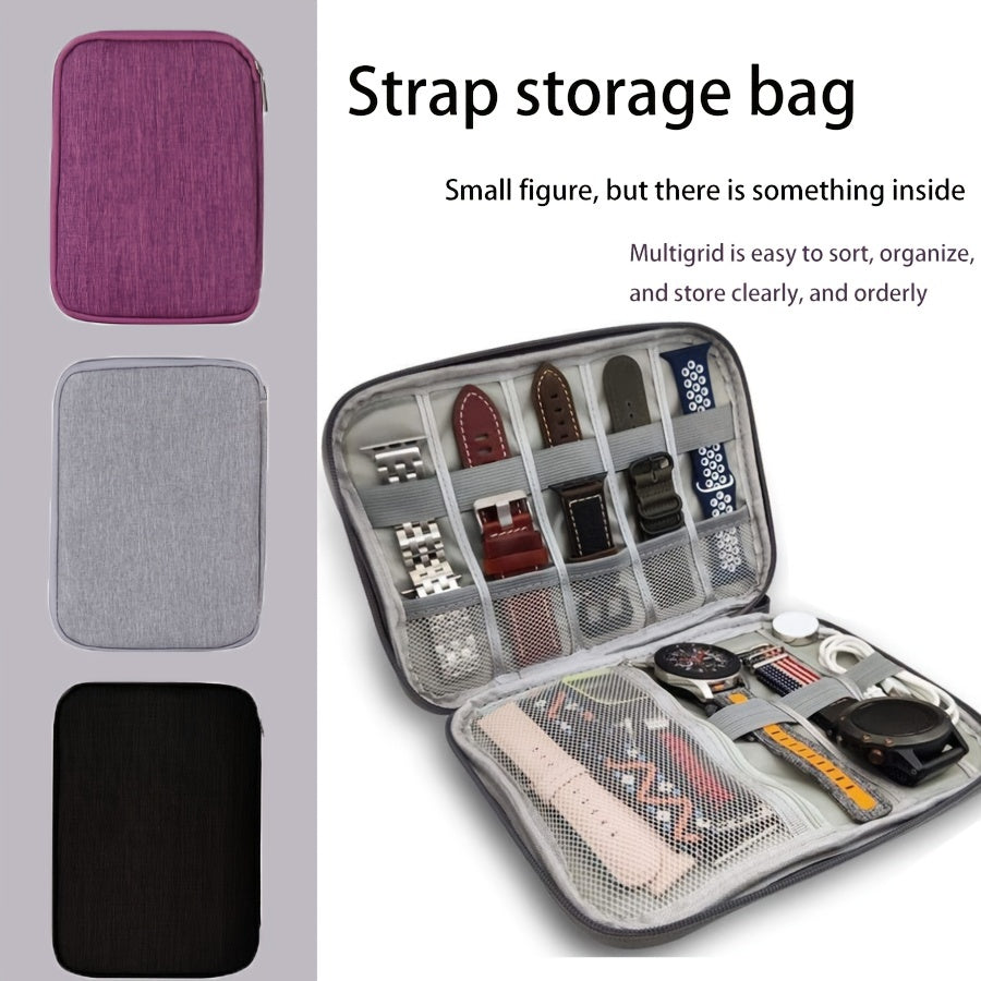 Soat tasmalari uchun saqlash sumkasi, bitta soat uchun joy bilan, soatlaringiz va soat tasmalaringizni tartibga solish uchun mukammal.