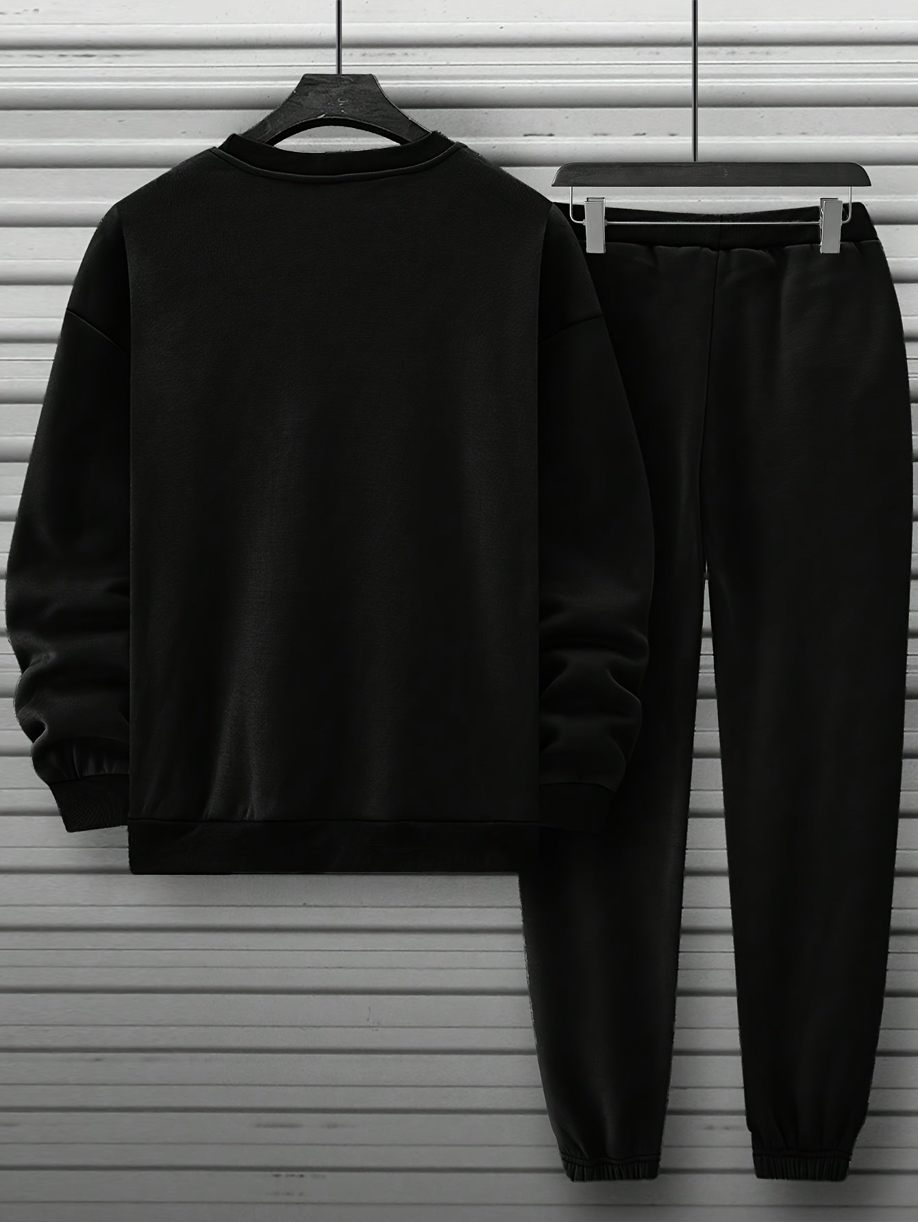 Men's Casual Polyester Letter Print Hoodie Set with Sweatshirt and Jogging Pants