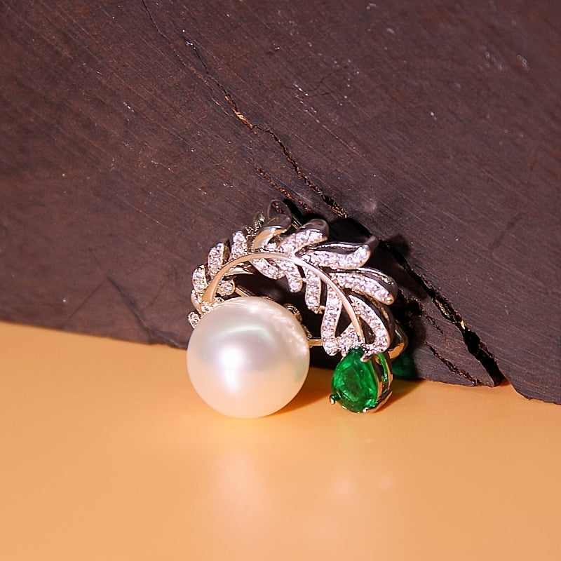 Convertible Brooch Necklace with Faux Pearl Pendant for Women Suit Sweater Accessories