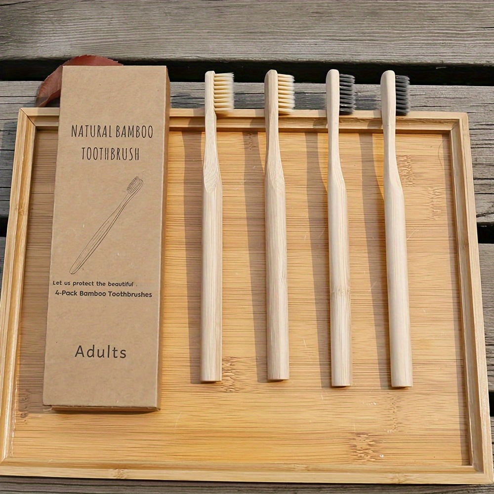 Kids Bamboo Toothbrushes Natural Soft Bristles Eco-Friendly Pack of 4