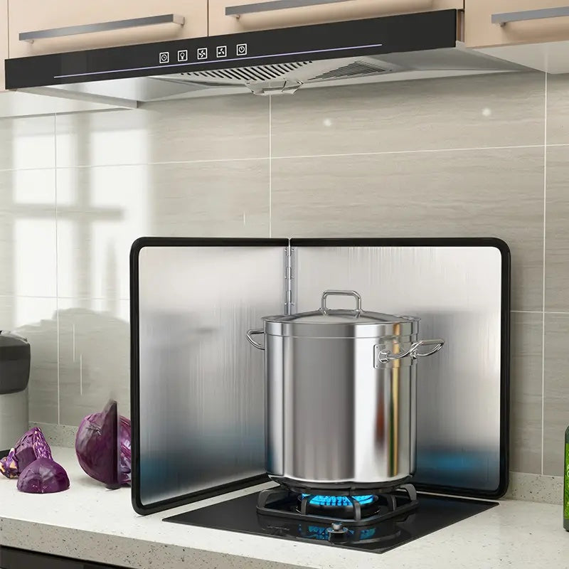 Stainless Steel Foldable Kitchen Splash Guard for Stove Top Protection with High-Temperature Oil Net