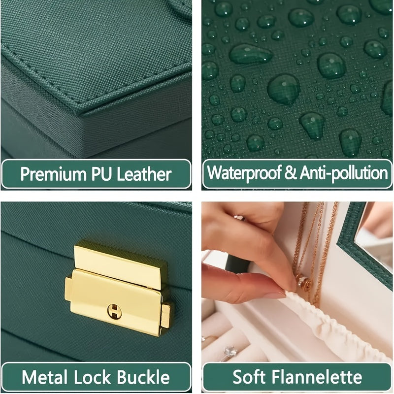 Ko‘p bo‘limli va zipli yopilishi bilan sun’iy charmli zargarlik buyumlarini tashkil etuvchi quti