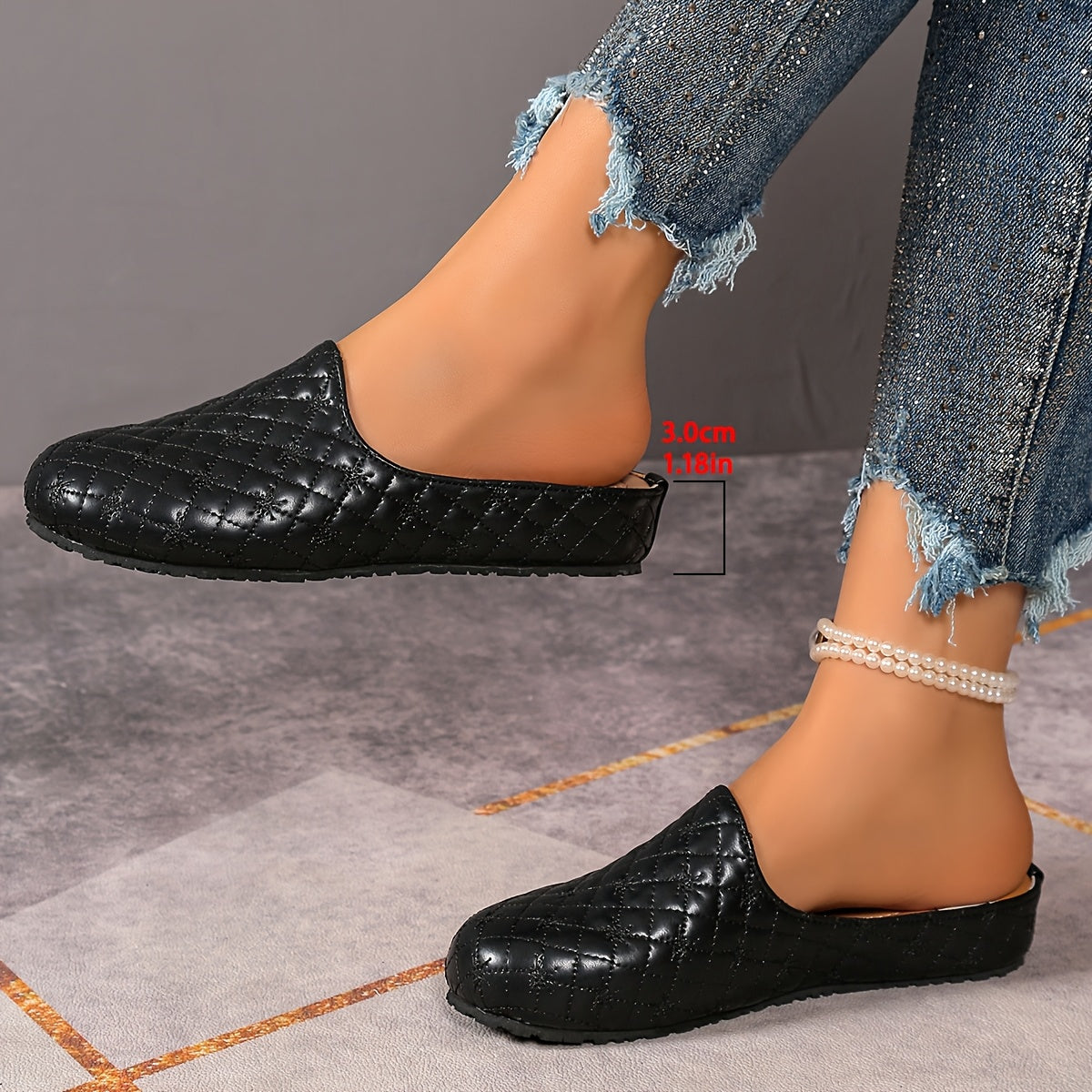 Women's Embroidered Baguette Slip-On Mules with Soft Soles