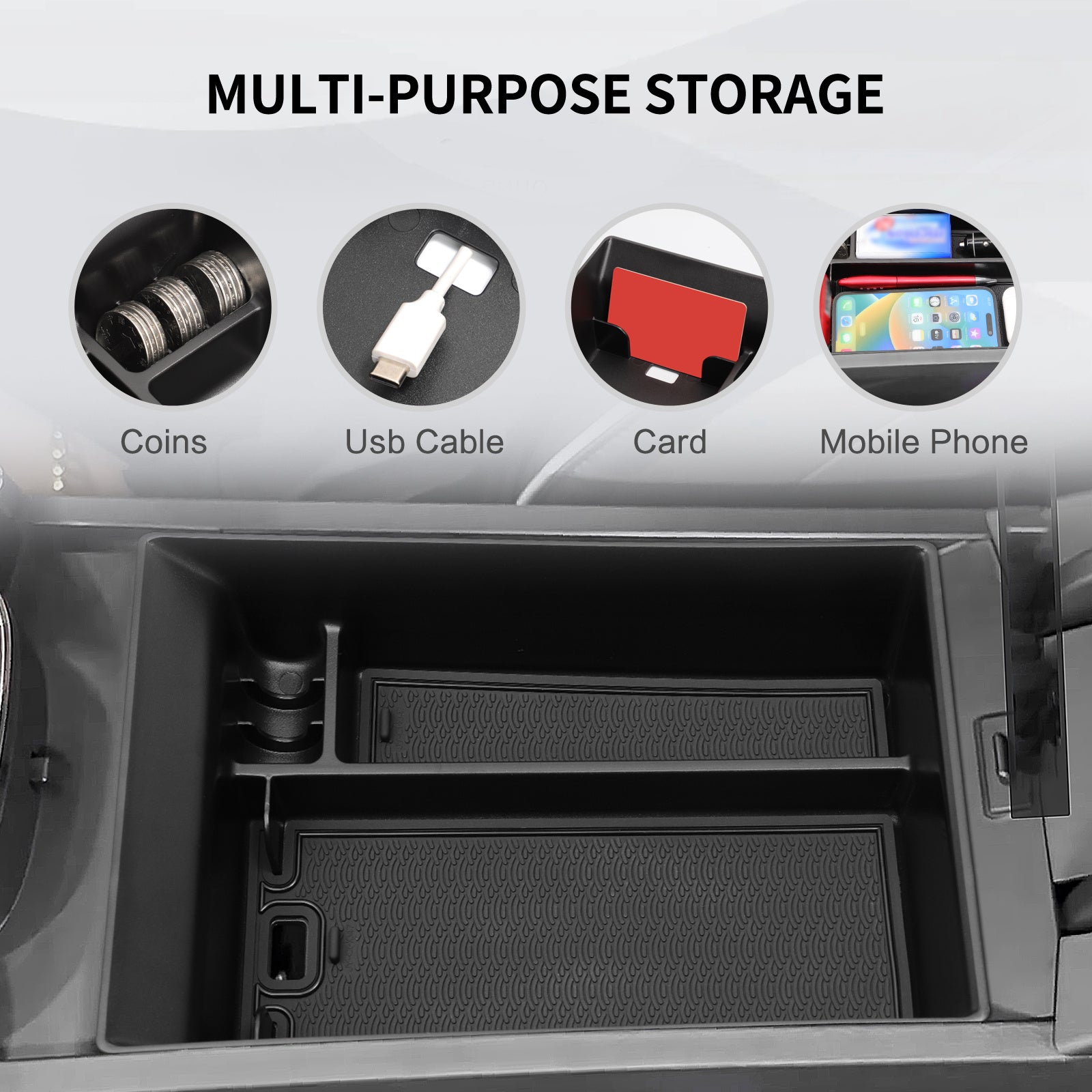 Car Interior Organizer Storage Box Center Console Tray for SUV SUV 2024 2025