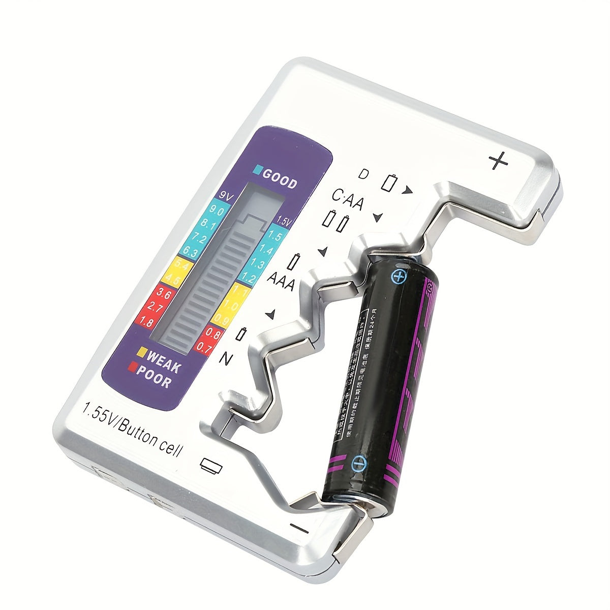 Digital Battery Tester for AA, AAA, 9V, Button Cell Batteries with LCD Display