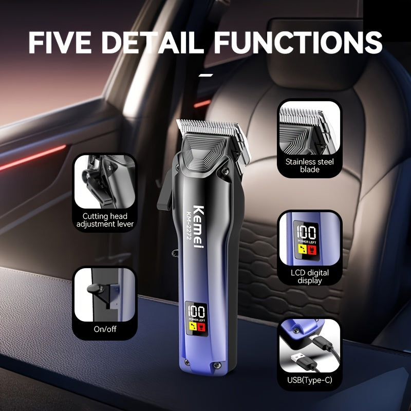 Cortapelos eléctrico profesional de 4 velocidades con cuchilla ajustable, recargable por USB