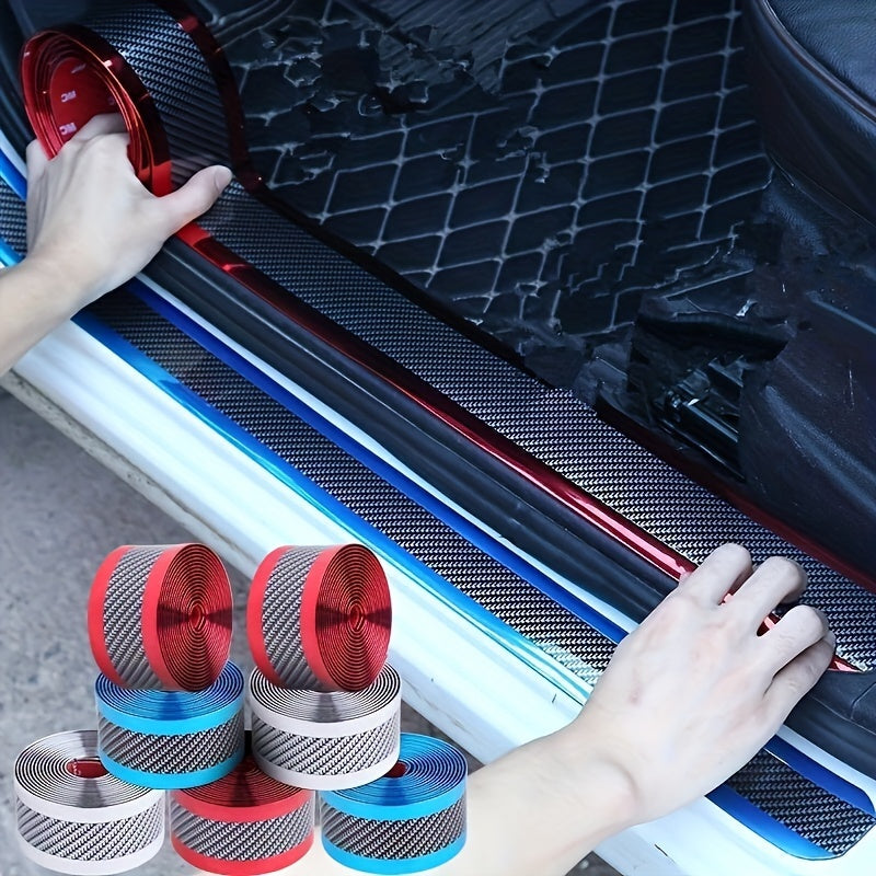 Car Door Threshold Strip Carbon Fiber Anti Scratch Door Foot Pedal Protector