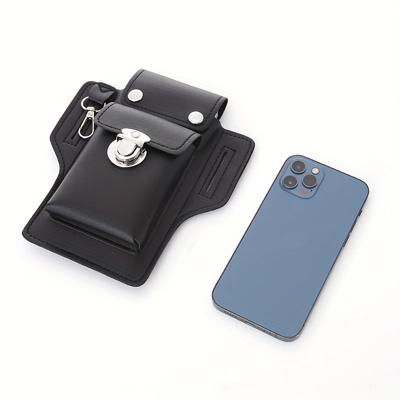 Men's Black Waterproof RFID Blocking Phone Holster with Secure Lock and Hook
