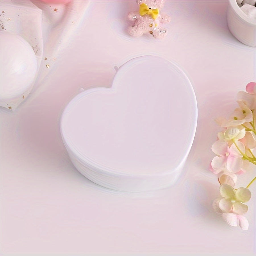 Розовая пластиковая шкатулка для украшений в форме сердца с двойным слоем и застежкой-карабином