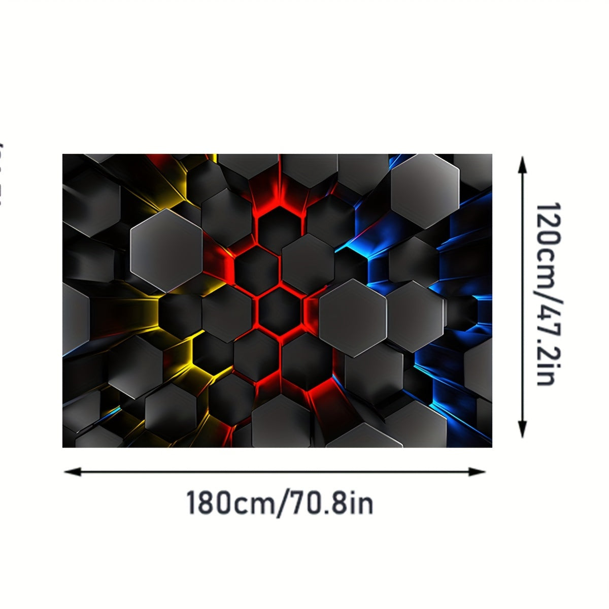 Whimsical 3D Luminous Hexagon Area Rug Soft Non-Slip Cartoon Style