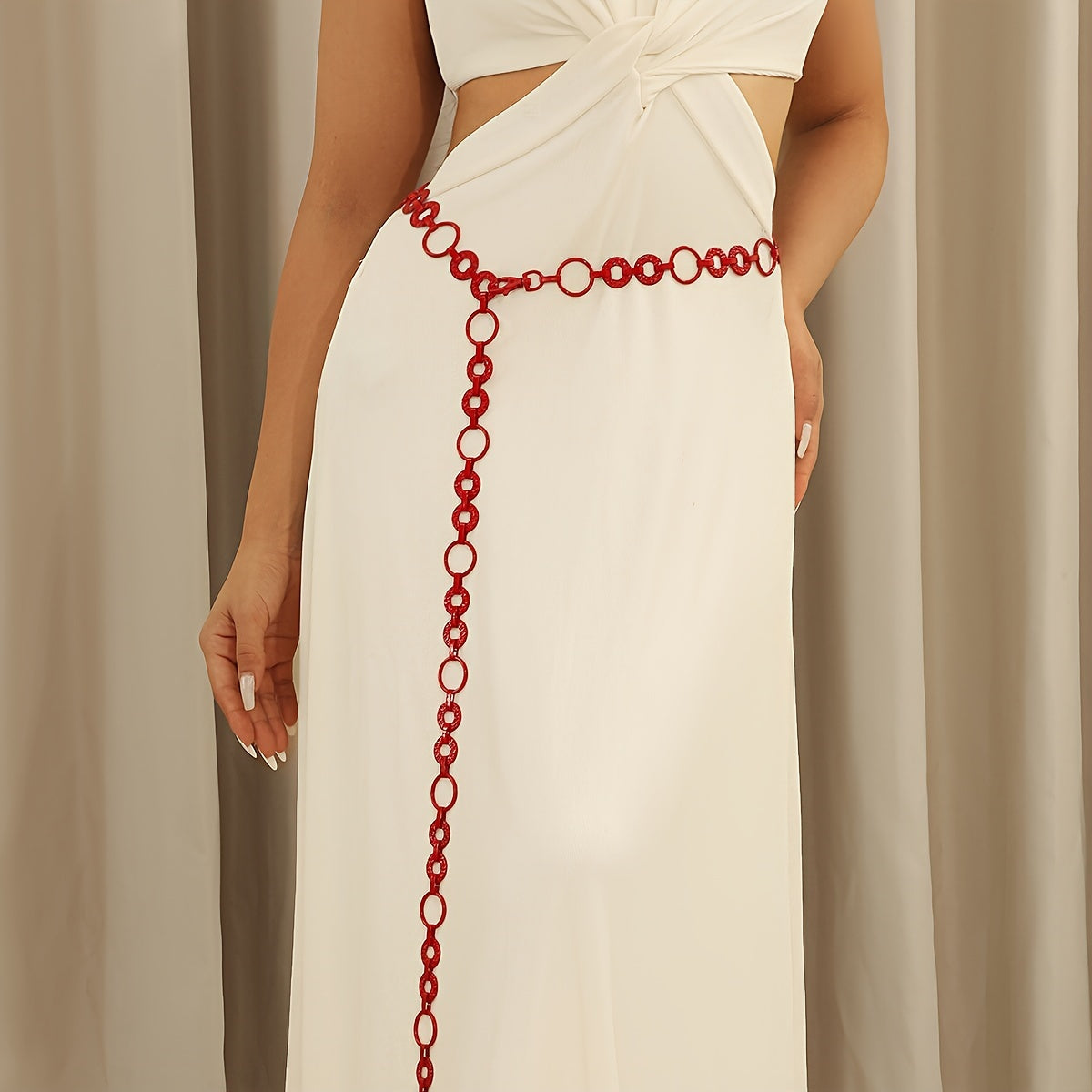 Women's Adjustable Geometric Metal Waist Chain Body Jewelry Belt for Daily Wear