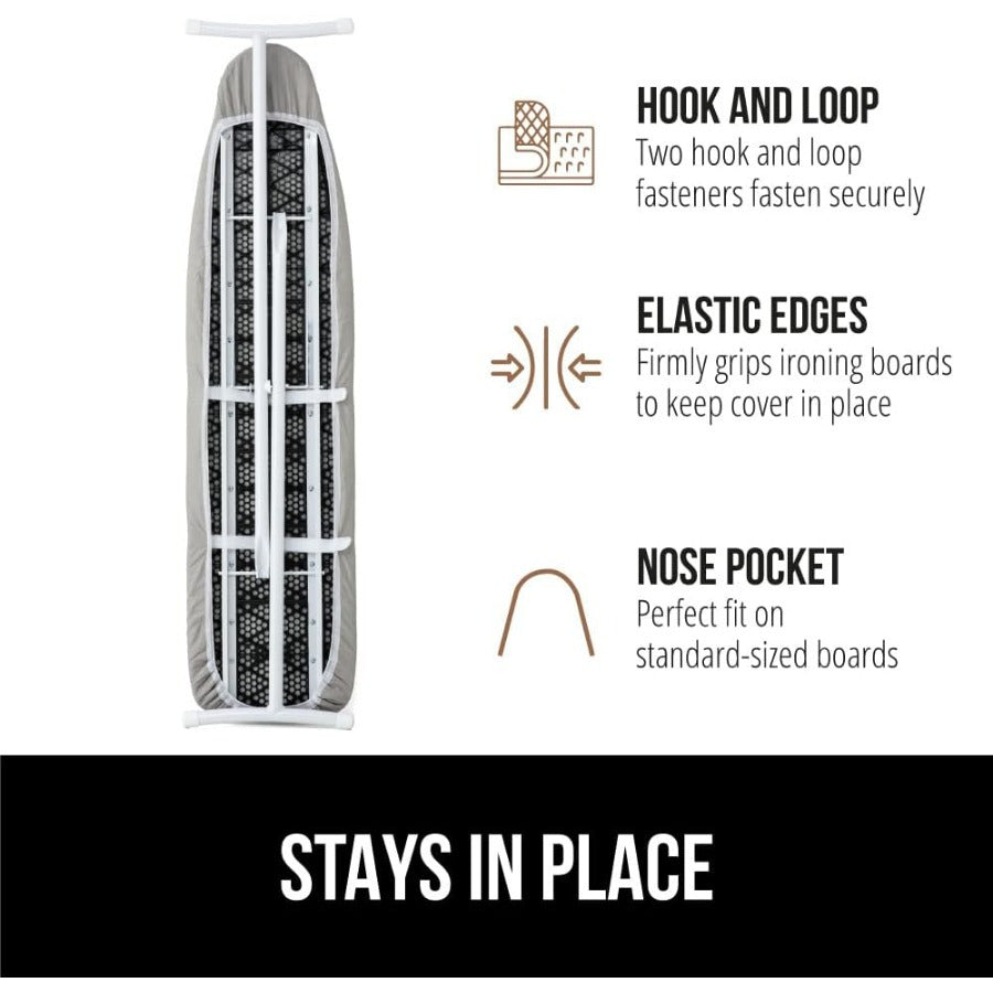 1 dona Standart Temirlangan Taxta Qopqog'i, Elastik Qirra va Qisqichli Velkalar bilan, Qizdirish va Dog'larga Qarshi, Qalin Yostiq bilan.