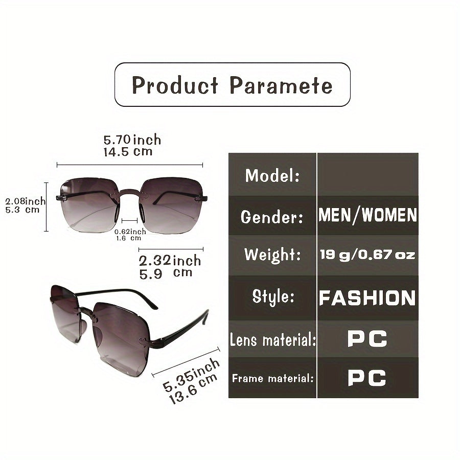 Women's Frameless Fashion Glasses Set for Shopping and Photography