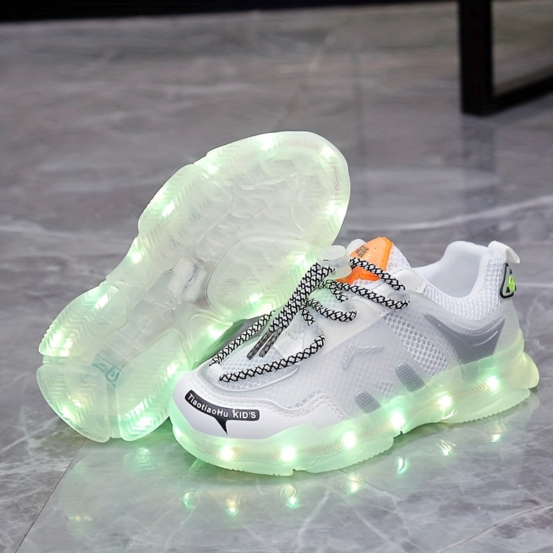 Kids' Light-Up Sneakers Boys Girls Rechargeable Colorful Breathable Mesh Spring Summer