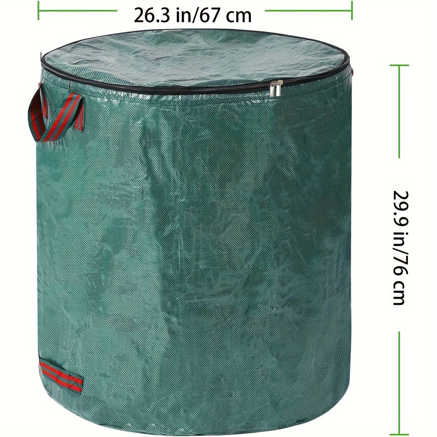 Waterproof Garden Waste Bag 272L with Lid Handles Foldable Green