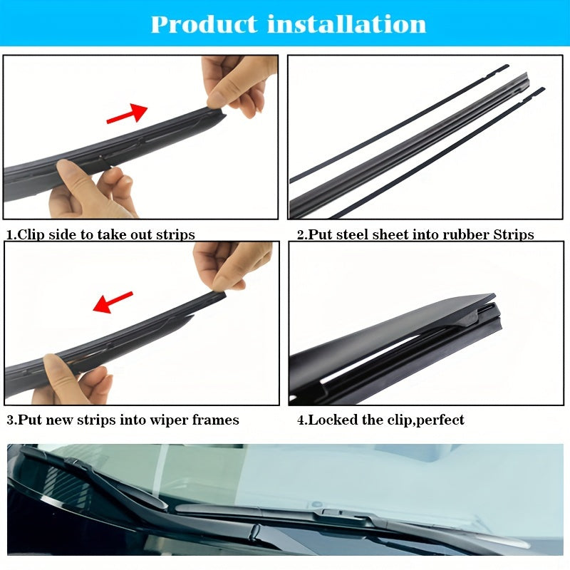 2pcs Rubber Wiper Blade Insert Refills Soft 8mm Fit 14-28 Inch Car Auto Accessories