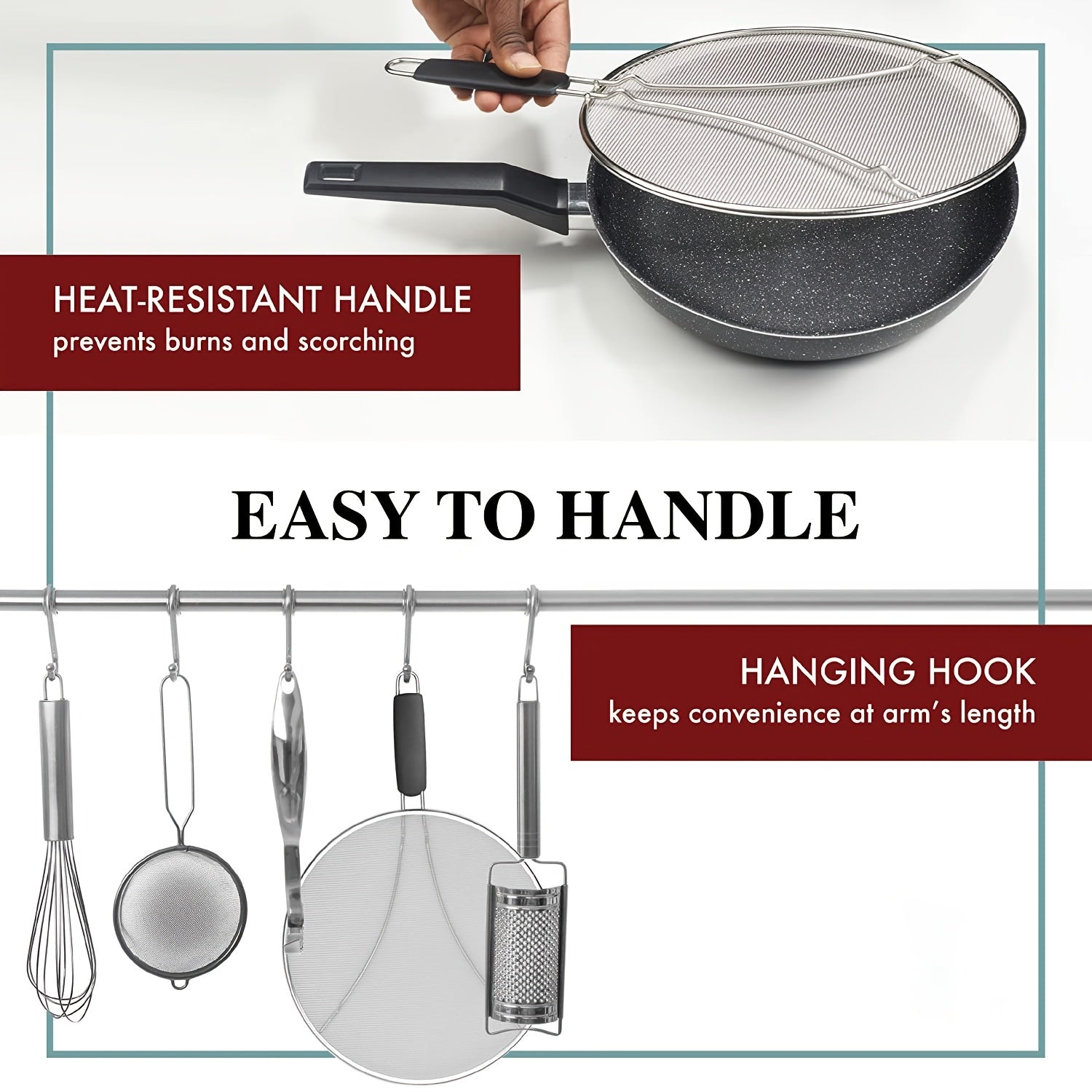 Heavy-Duty Stainless Steel Splatter Guard for Frying Pans 29cm 33cm