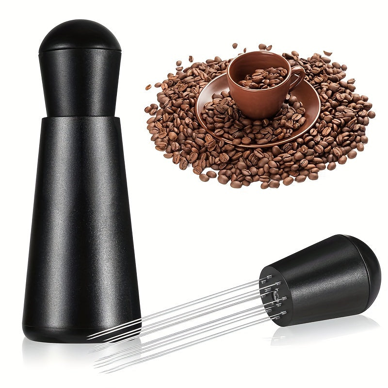 Tamper de café espresso de acero inoxidable ajustable con distribuidor de aguja y agarre cómodo