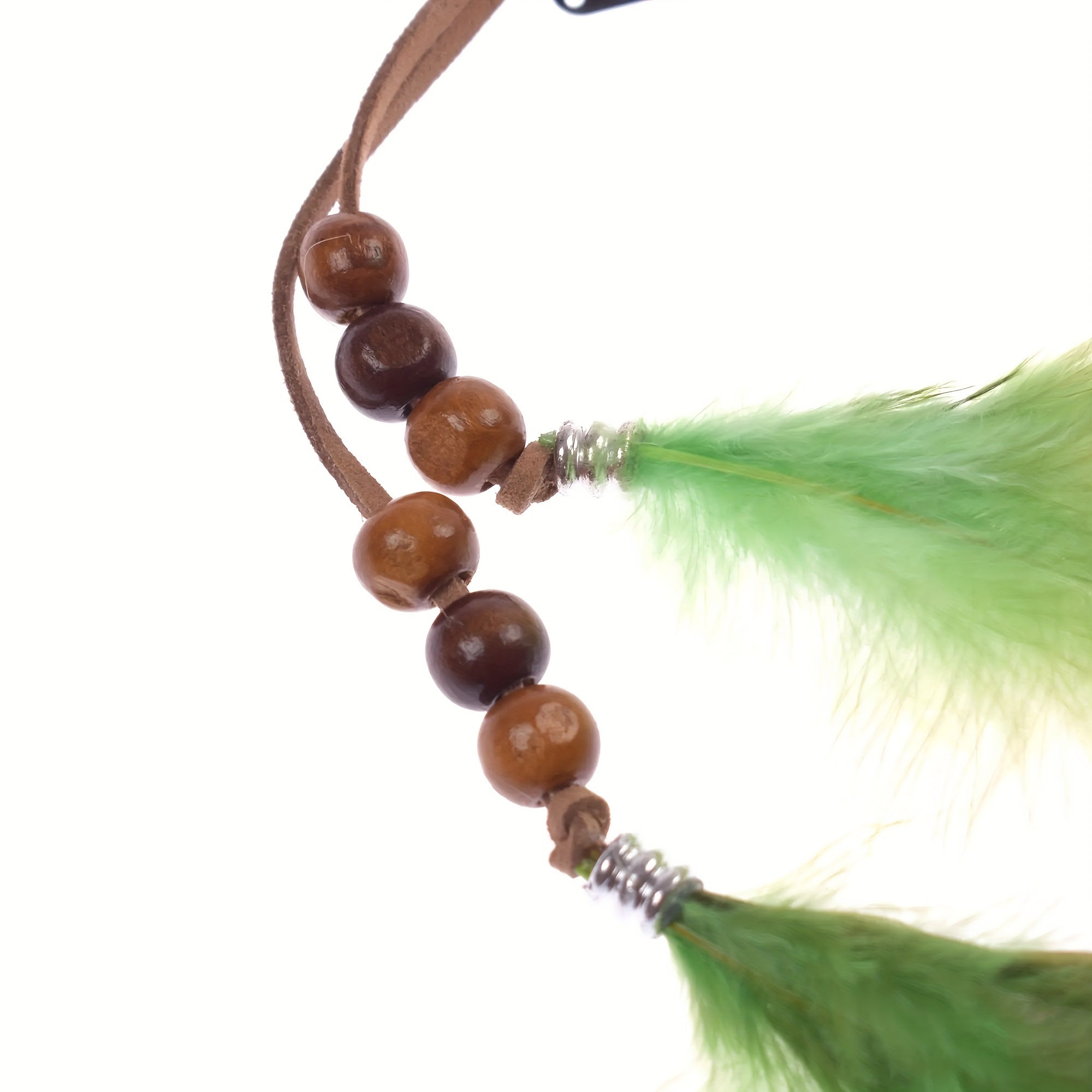 Ethnic Feather Hair Clip Set with Tassels, 6 Colorful Hand-Braided Feathers for Women