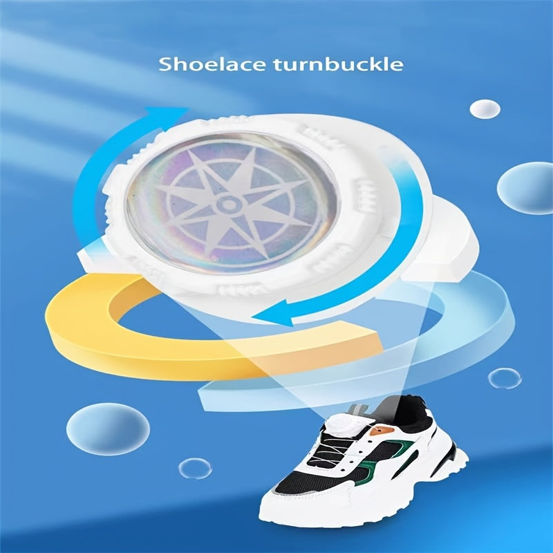 Unisex No-Tie Shoelaces with Rotary Buckle, Quick Lacing, Durable Plastic