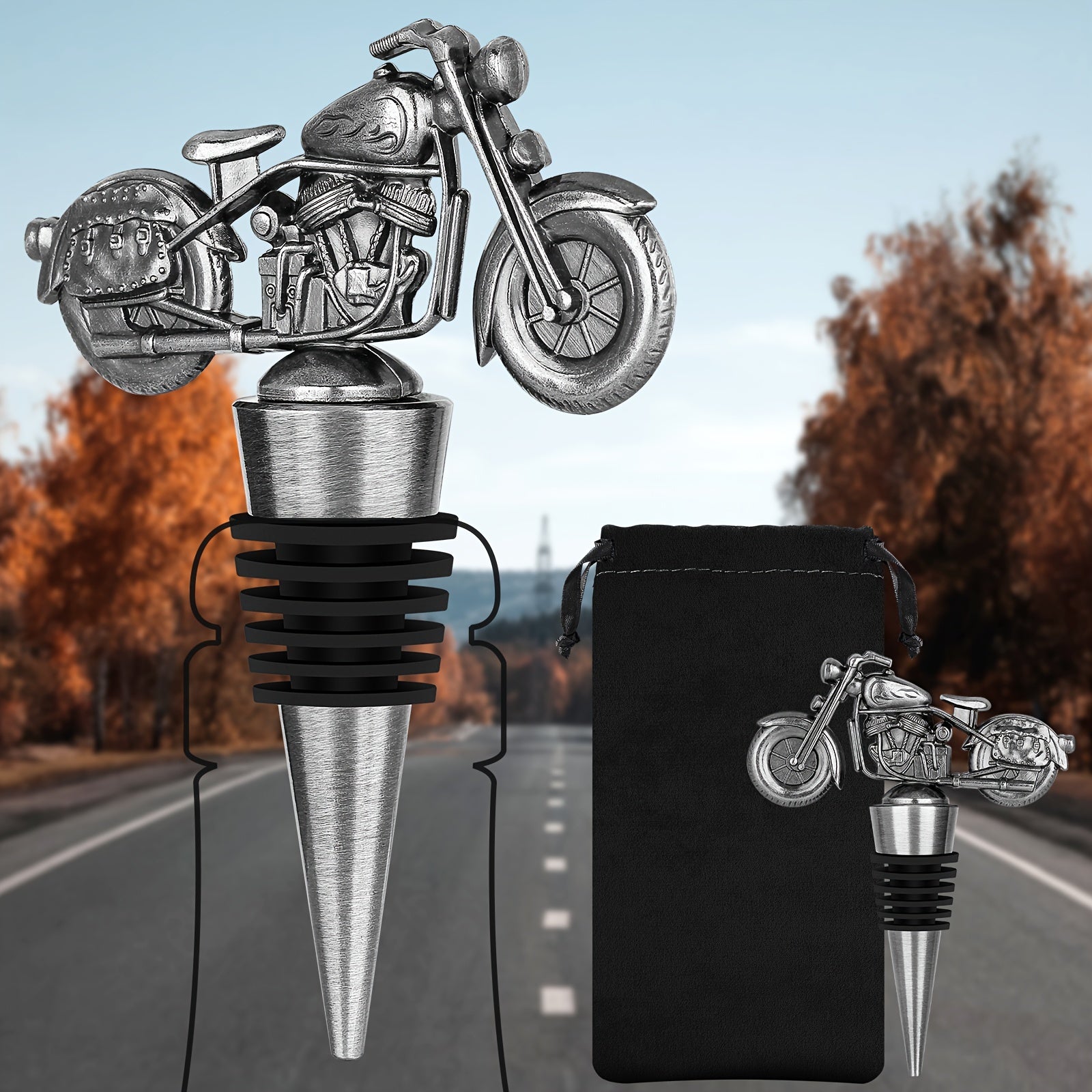 Motorcycle Wine Stopper for Men Gift Idea Durable Metal