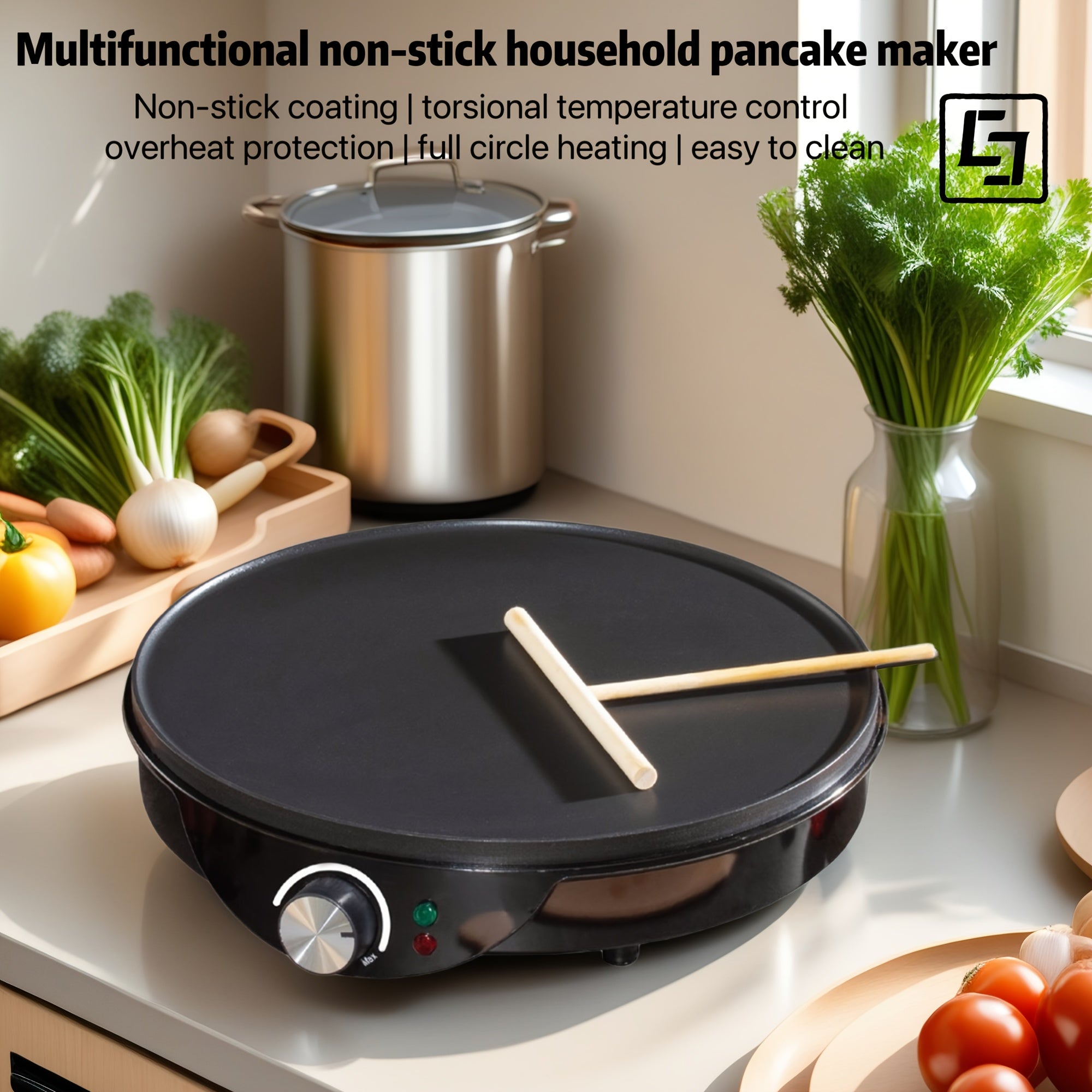 Mikrotoʻlgan pancake tayyorlagich, tuxum, sendvich, pastırma uchun sozlanadigan harorat nazorati bilan, chirishga qarshi, portativ oshxona