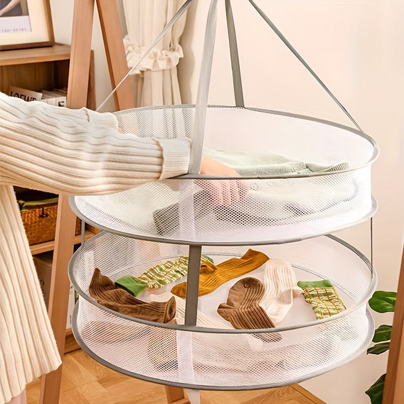 2-Tier Mesh Clothes Drying Rack Foldable Portable Indoor Outdoor Laundry Hanger