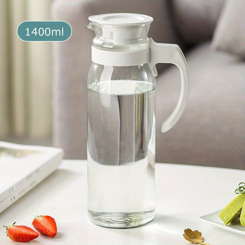 Large Glass Water Jug with Handle 800ml 1100ml 1400ml Cold Drinks Borosilicate