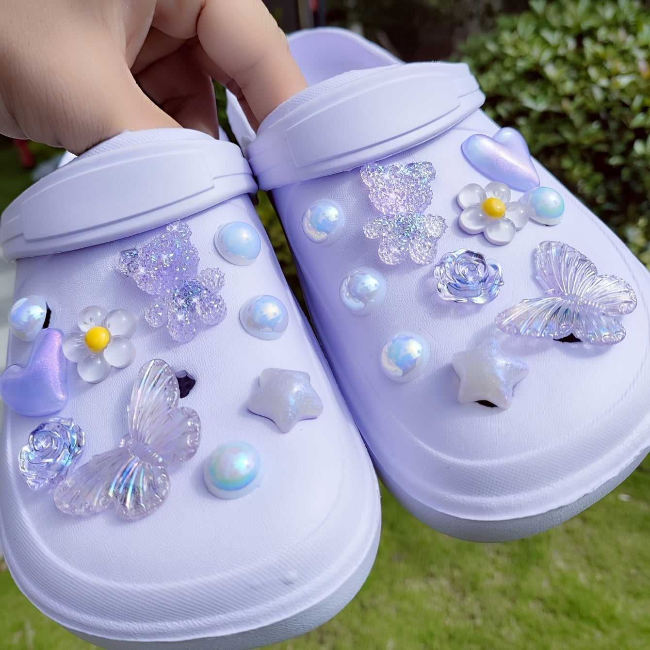 20pcs Purple Bear Butterfly Flower Shoe Decorations for Slippers and Sandals