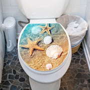 Seashell Bathroom Decor Sticker Waterproof Self-Adhesive Toilet Lid Cover 39.88x34.8cm