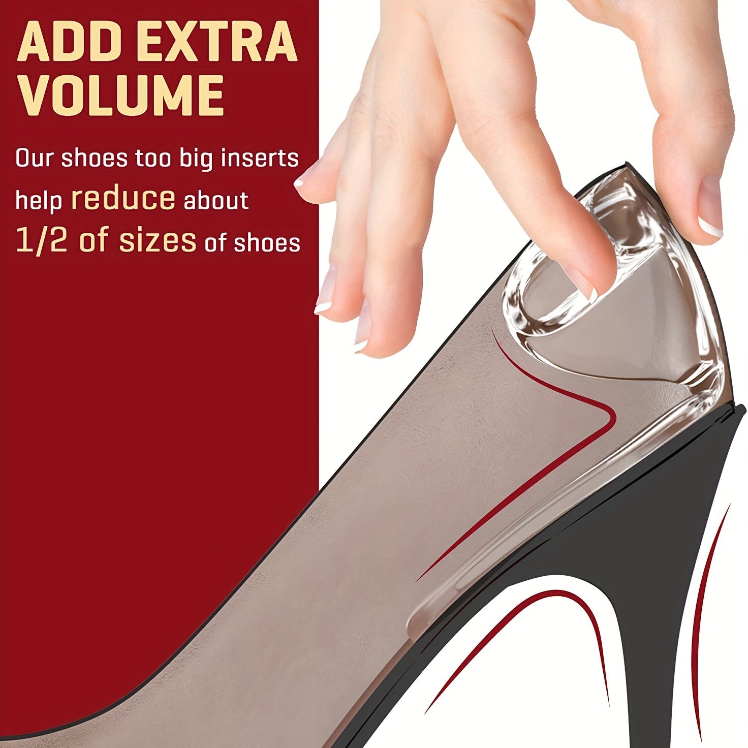 Women Transparent Heel Protector Insole Fits Large Heels