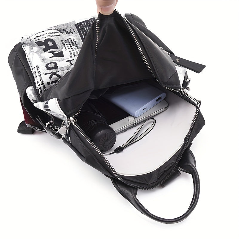 Unisex Nylon Casual Shoulder Bag with Zipper Closure and Adjustable Strap