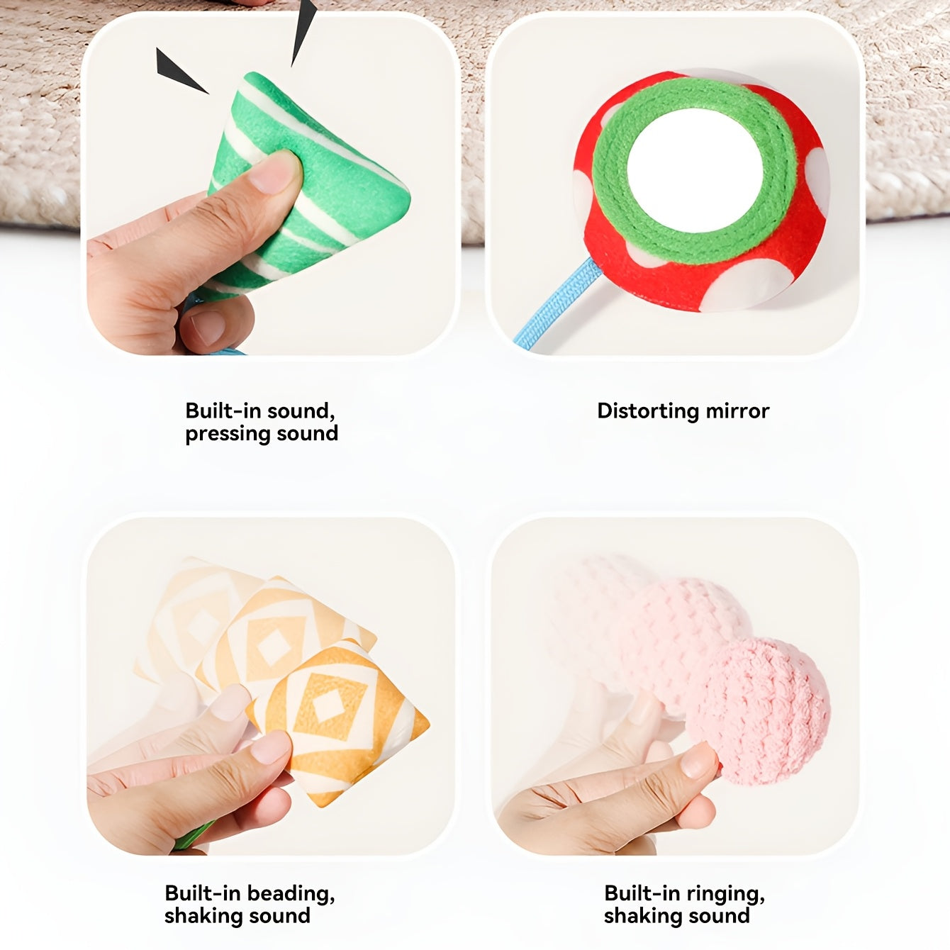 Children's Cartoon Bed Hanging Toy with Bell, Nibble-Safe Polyester, Multi-Color, Lightweight and Portable